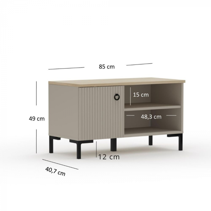 Set hol DOMINICA, 5 piese, dulap 2 usi, comoda, pantofar, cuier, oglinda, taupe + stejar silverjack, 225x41x199 cmol DOMINICA, 5 piese, dulap 2 usi, comoda, pantofar, cuier, oglinda, taupe + stejar silverjack [9]