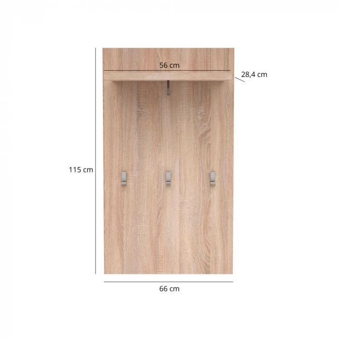 Set hol NORTON, 4 piese, 2 pantofare, cuier, oglinda,  stejar sonoma, 132x36x160 cm [6]