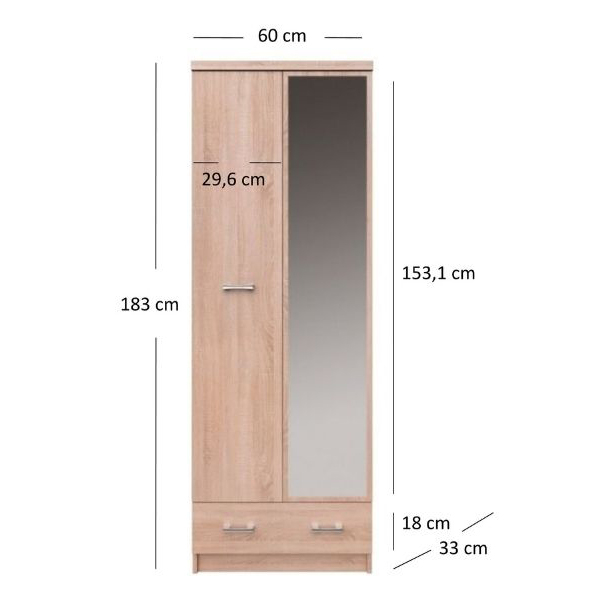 Set hol TOP MIX, 4 piese,dulap 2 usi, comoda, pantofar, cuier, stejar sonoma,  200x33x183 cm [7]