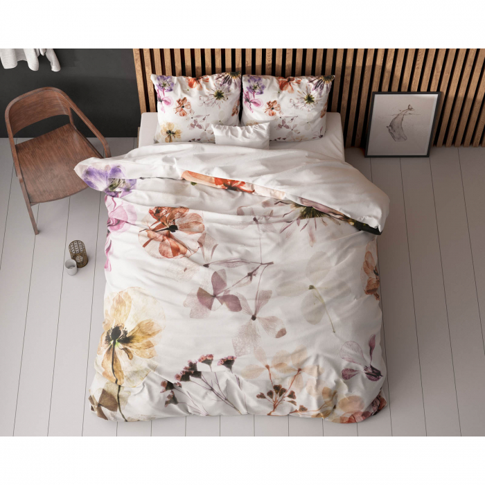 Set lenjerie de pat dubla Lovely Flowers, 200x220 cm, alb - ExpoMob [4]
