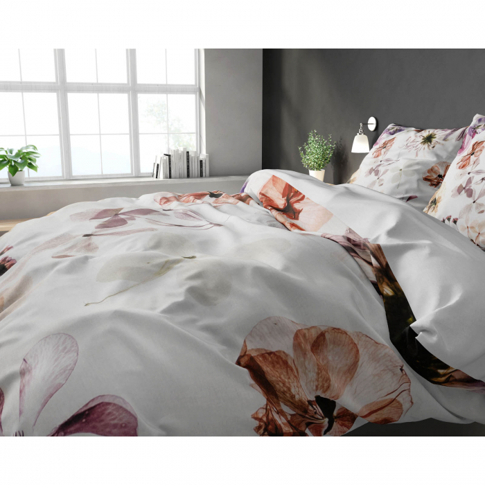 Set lenjerie de pat dubla Lovely Flowers, 200x220 cm, alb - ExpoMob [2]
