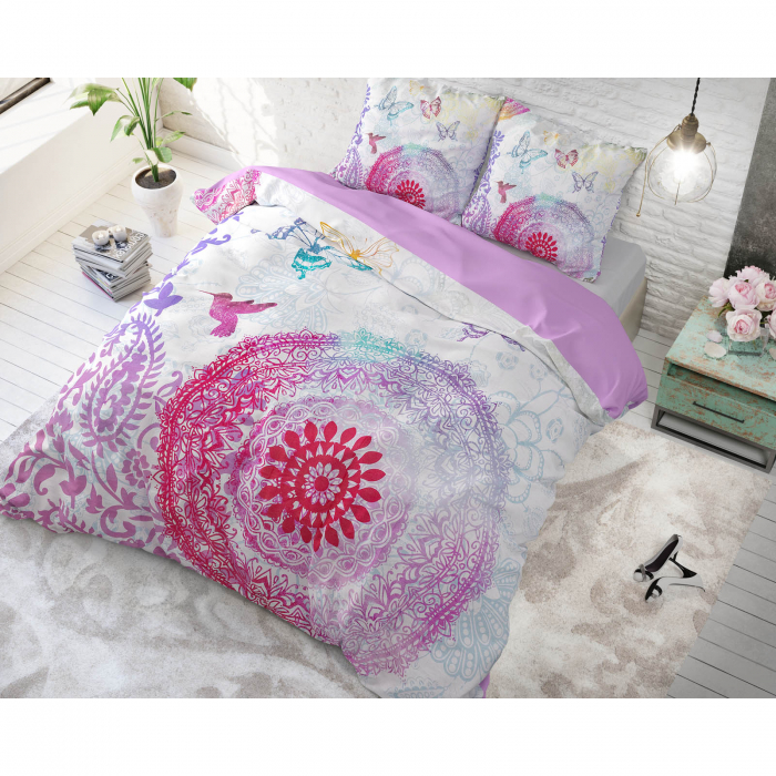 Set lenjerie de pat dubla Lovely Flowers, 140x220 cm, alb - ExpoMob [5]