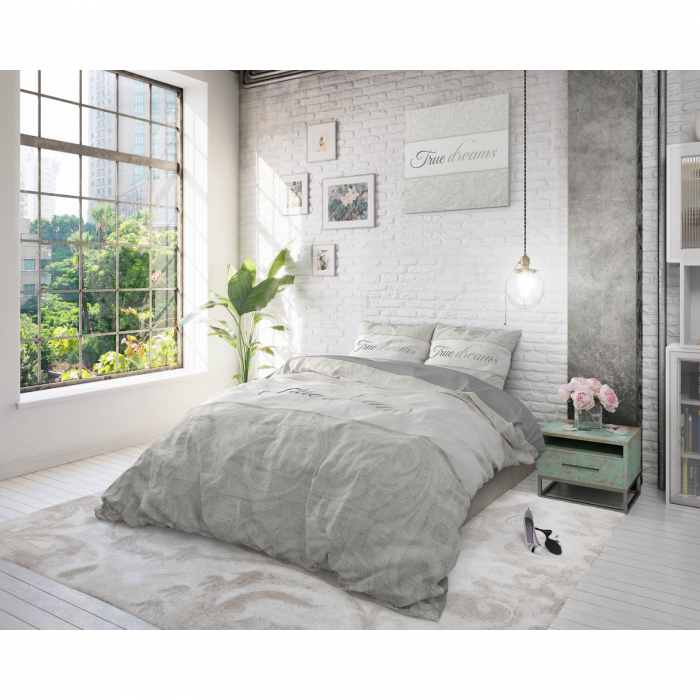 Set lenjerie de pat dubla True Dreams, 200x220 cm, gri - ExpoMob [2]