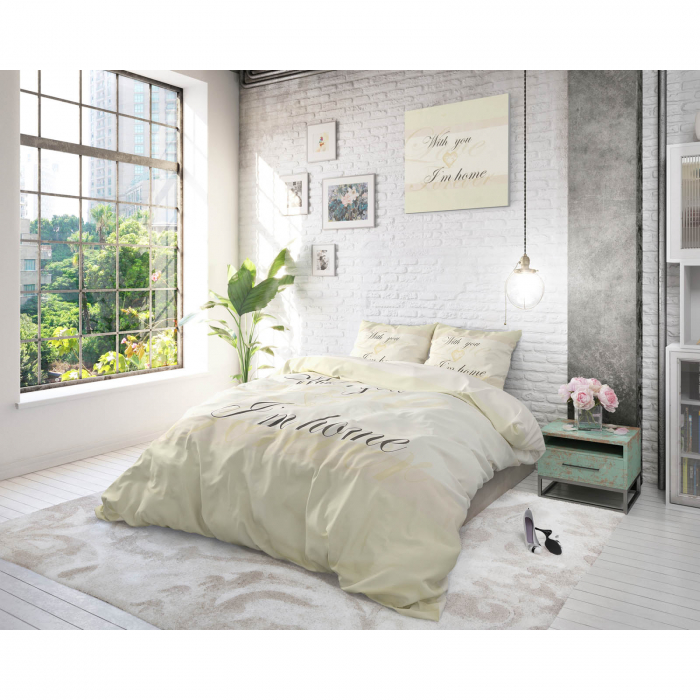 Set lenjerie de pat dubla With You, 200x220 cm, crem - ExpoMob [2]