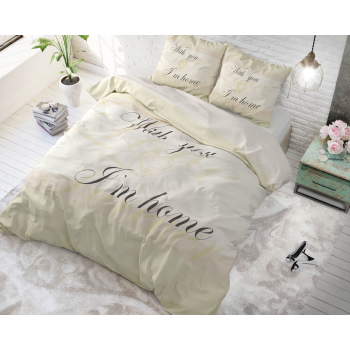 Set lenjerie de pat dubla With You, 200x220 cm, crem - ExpoMob [5]