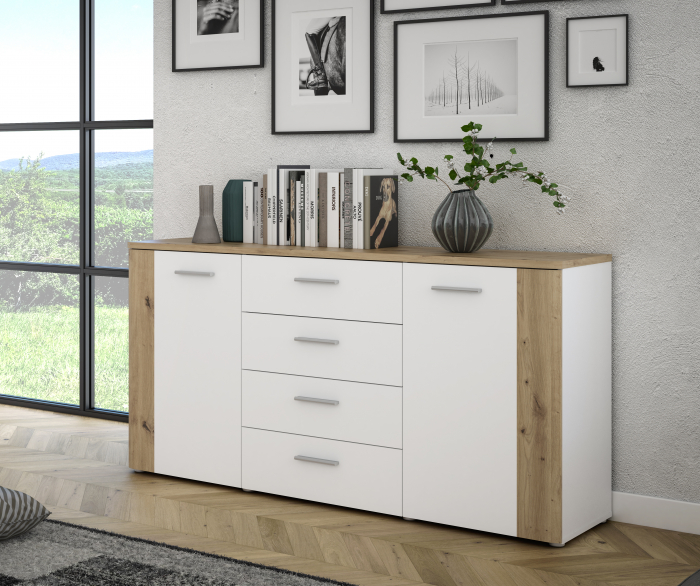 Set Living BBG, 4 corpuri si Comoda BBG, 2 usi, 4 sertare, artisan + alb - ExpoMob [11]