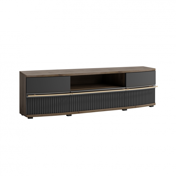 Set Living CANDY, 3 corpuri, cu lumini LED, vitrina C2a, comoda C4, etajera C6, grafit [3]