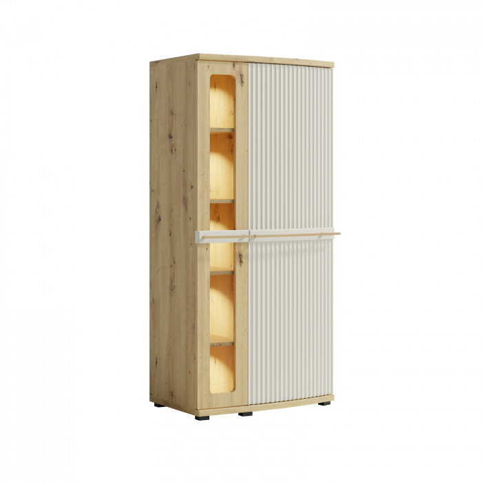 Set Living CANDY Z.A., 6 corpuri, cu lumini LED si Comoda CANDY C/12, 2 usi, 4 sertare, artisan + cashmere [4]