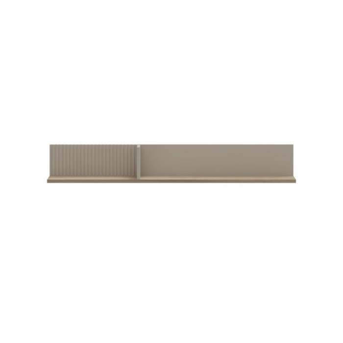 Set Living DOMINICA, 5 piese, 2 vitrine, comoda TV,  masuta de cafea, raft suspendat, taupe + stejar silverjack, 290x41x199 cm [4]