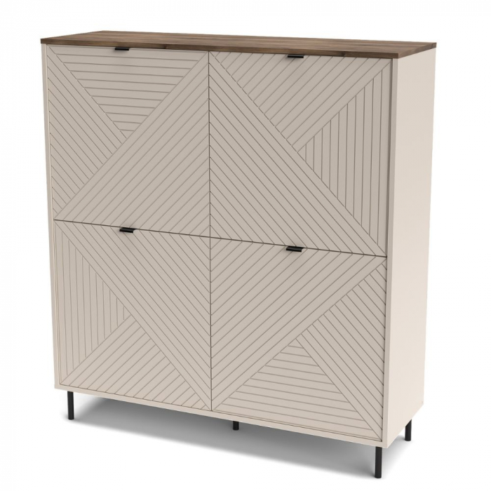 Set Living EVO, 4 piese, comoda TV, comoda, biblioteca, masuta cafea, casmir + stejar castello, 490,2x40x135,2 cm [2]