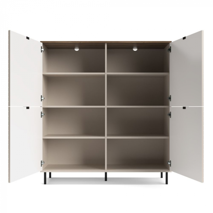 Set Living EVO, 4 piese, comoda TV, comoda, biblioteca, masuta cafea, casmir + stejar castello, 490,2x40x135,2 cm [8]