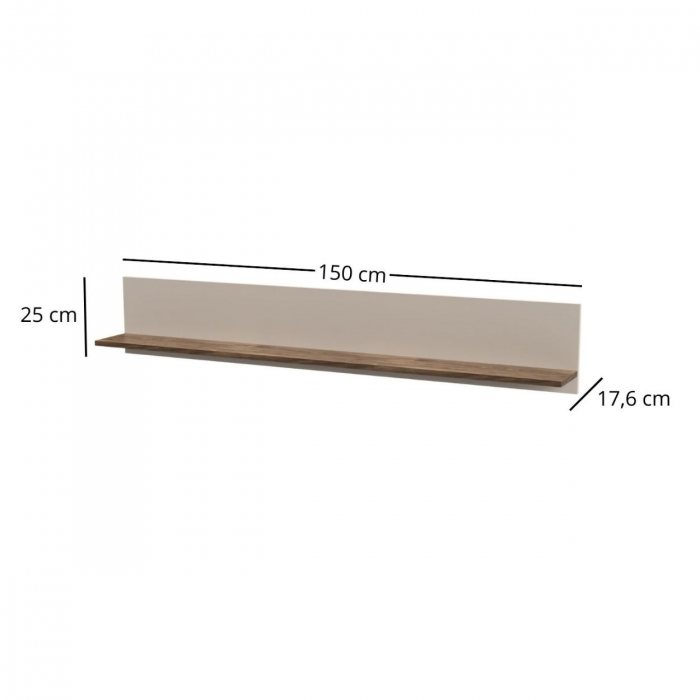 Set Living EVO, 5 piese, 2 vitrine, comoda TV, masuta cafea, raft suspendat, casmir + stejar castello, 315x40x195 cm [9]
