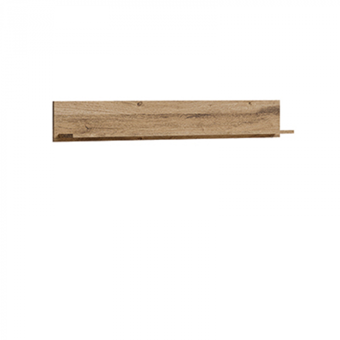 Set Living FOX, 5 corpuri, cu lumini LED, 2 x vitrina FOX2, comoda FOX4, etajera FOX6, comoda FOX12, corp eger, fronturi MDF eger + negru [10]