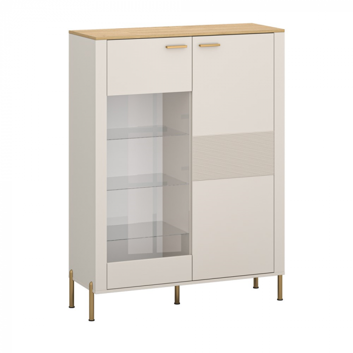 Set Living RUBEN, 4 piese, comoda TV, comoda, 2 vitrine, casmir + stejar piatra, 360x50x153 cm [4]