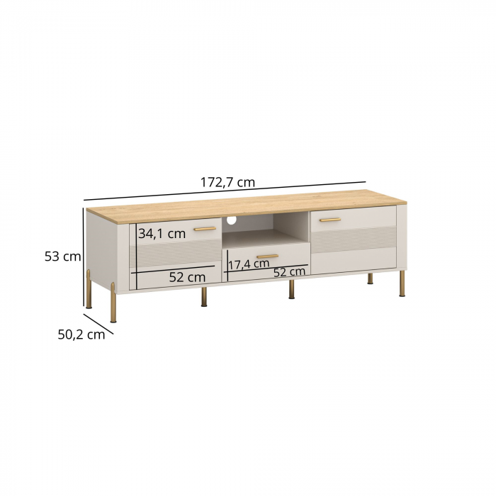 Set Living RUBEN, 4 piese, comoda TV, comoda, 2 vitrine, casmir + stejar piatra, 360x50x153 cm [7]