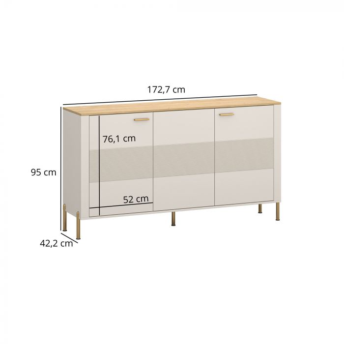 Set Living RUBEN, 4 piese, comoda TV, comoda, 2 vitrine, casmir + stejar piatra, 360x50x153 cm [9]