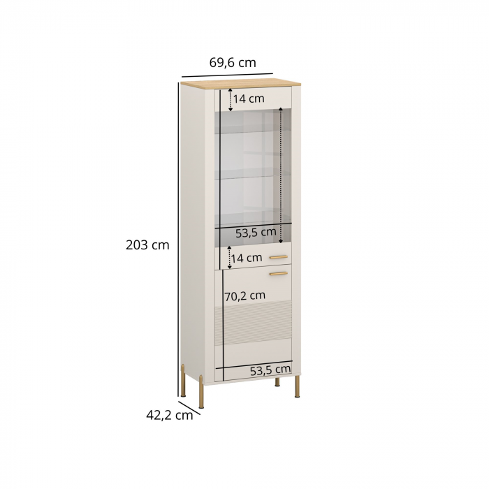 Set Living RUBEN, 4 piese, comoda TV, comoda, 2 vitrine, casmir + stejar piatra, 360x50x153 cm [6]