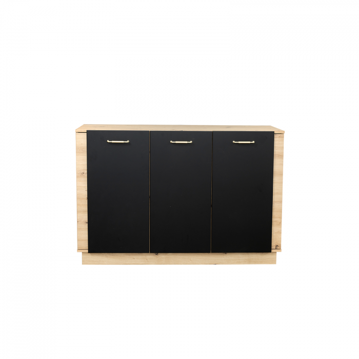 Living SOFIA Z.A., 4 corpuri si Comoda SO/12, 2 usi, soft close, corp artisan, fronturi MDF artisan + negru, 430x39x198 cm [3]
