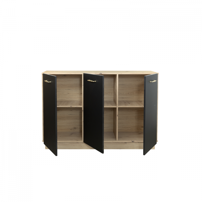 Living SOFIA Z.A., 4 corpuri si Comoda SO/12, 2 usi, soft close, corp artisan, fronturi MDF artisan + negru, 430x39x198 cm [4]