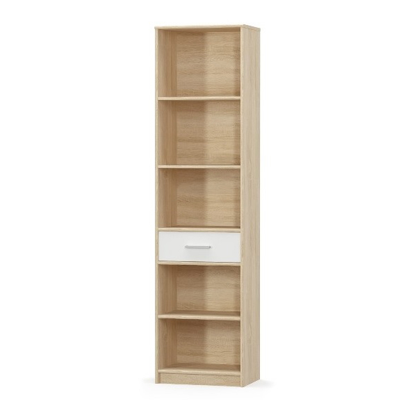 Set Living TIPS, 7 piese, comoda TV, 2 biblioteci deschise, comoda, vitrina, masuta de cafea, raft suspendat, stejar sonoma + alb [2]