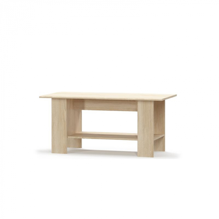Set Living TIPS, 7 piese, comoda TV, 2 biblioteci deschise, comoda, vitrina, masuta de cafea, raft suspendat, stejar sonoma + alb [7]
