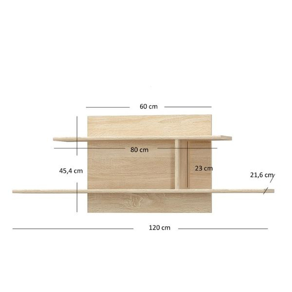 Set Living TIPS, 7 piese, comoda TV, 2 biblioteci deschise, comoda, vitrina, masuta de cafea, raft suspendat, stejar sonoma + alb [10]