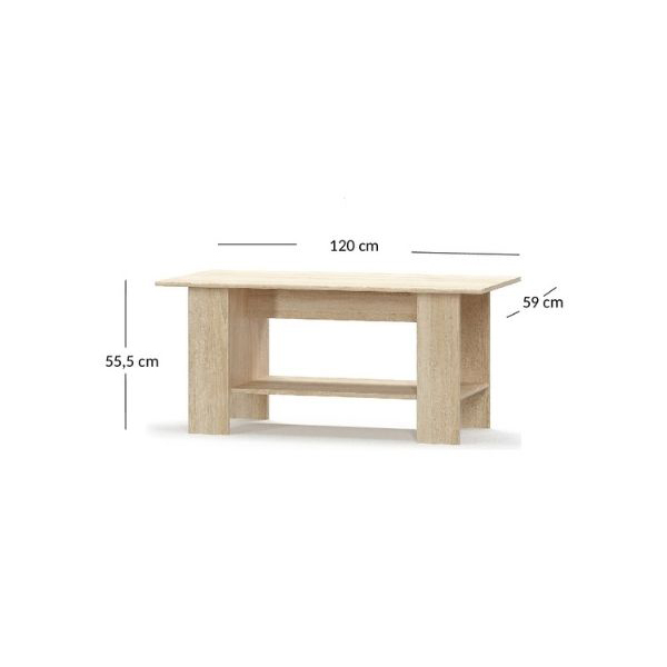 Set Living TIPS, 7 piese, comoda TV, 2 biblioteci deschise, comoda, vitrina, masuta de cafea, raft suspendat, stejar sonoma + alb [12]