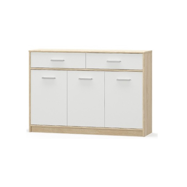 Set Living TIPS, 7 piese, comoda TV, 2 vitrine, comoda, masuta de cafea, 2 rafturi, stejar sonoma + alb [5]
