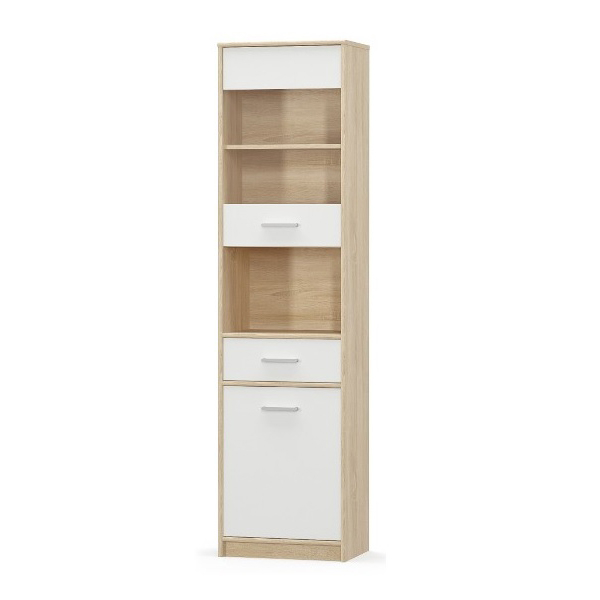 Set Living TIPS, 7 piese, comoda TV, 2 vitrine, comoda, masuta de cafea, 2 rafturi, stejar sonoma + alb [4]