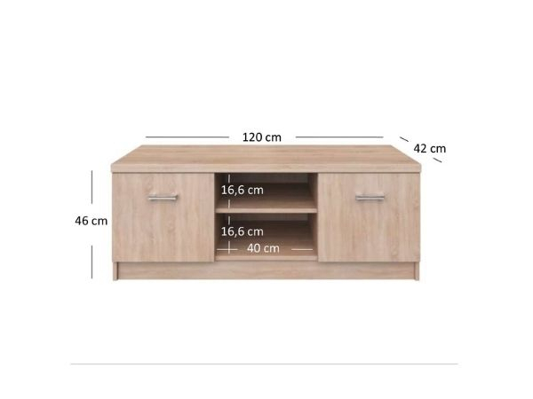 Set Living TOP MIX, 4 piese, dulap 2 usi, comoda TV, vitrina, masuta de cafea, stejar sonoma [9]