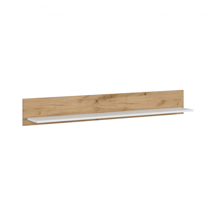 Set Living VIGO, 4 piese, 2 vitrine, comoda, raft suspendar, alb  + stejar wotan [4]