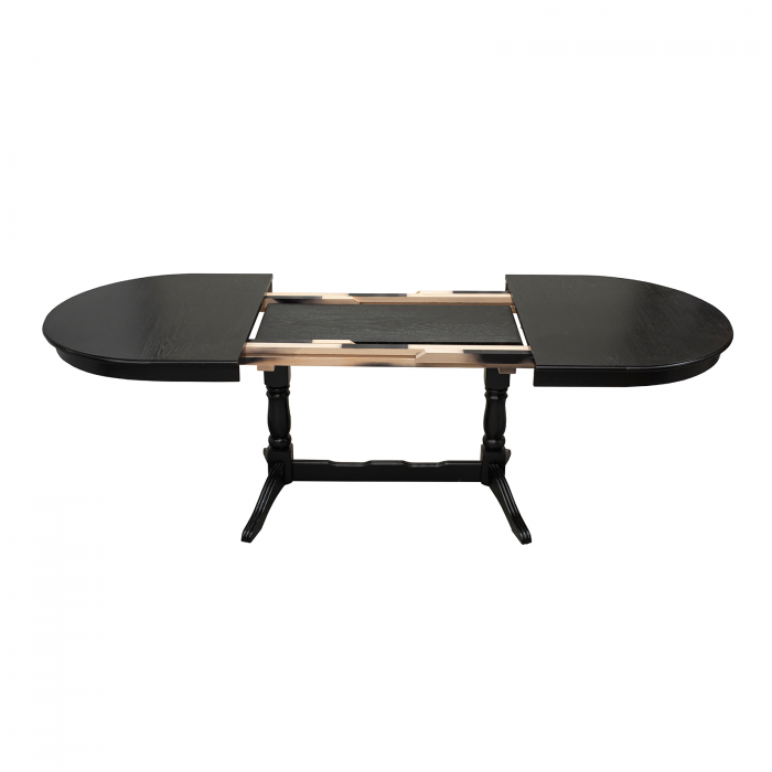 Set masa extensibila EUROPA ovala cu 4 scaune FLANDER stofa print 02, lemn masiv, wenge, 160/240x90x70 cm [3]