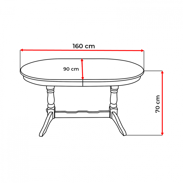 Set masa extensibila EUROPA ovala cu 4 scaune FLANDER stofa print 02, lemn masiv, wenge, 160/240x90x70 cm [7]