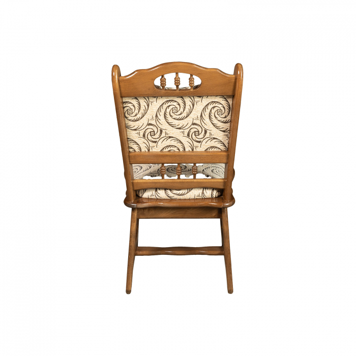 Set masa extensibila EUROPA dreptunghiulara cu 4 scaune FLANDER stofa print 04, lemn masiv, nuc, 160/240x90x70 cm [6]
