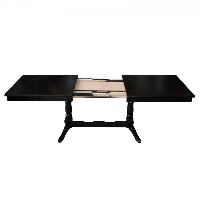 Set masa extensibila EUROPA dreptunghiulara cu 6 scaune FLANDER stofa print 02, lemn masiv, wenge, 160/240x90x70 cm [3]