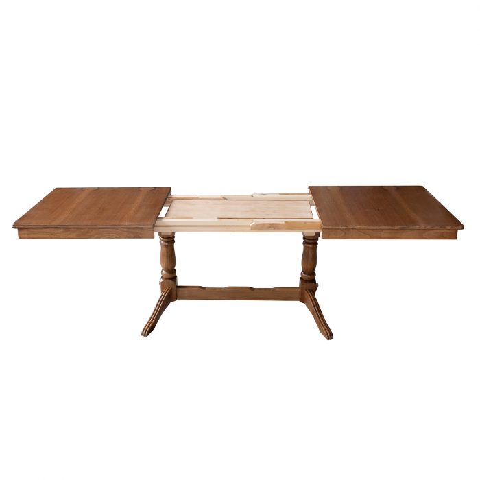 Set masa extensibila EUROPA dreptunghiulara cu 6 scaune FLANDER stofa print 04, lemn masiv, nuc, 160/240x90x70 cm [3]