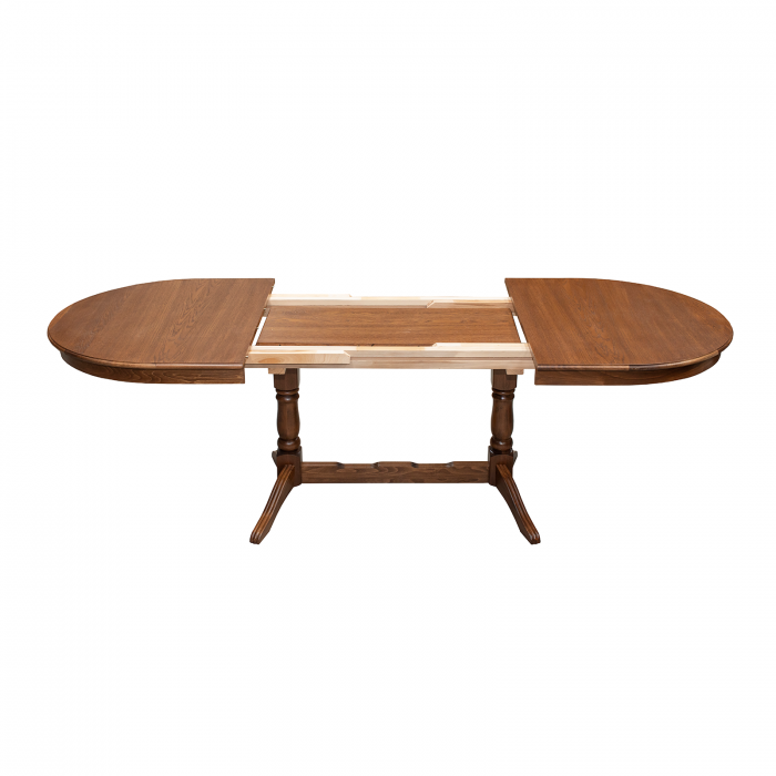 Set masa extensibila cu 4 scaune EUROPA, lemn masiv, ovala, maro inchis - ExpoMob [3]