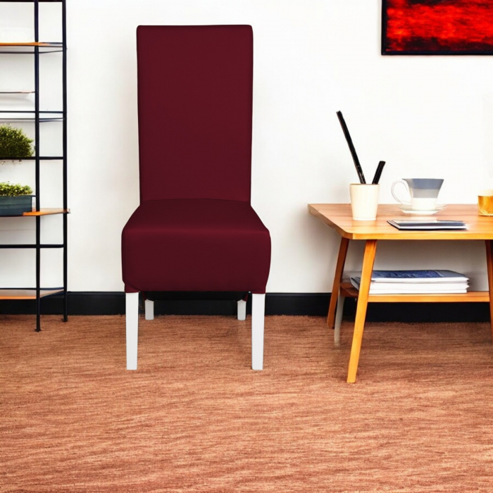 Set masa MONTILLA dreptungiulara cu 6 scaune VANESSA, alb + piele ecologica bordo, 160x80x75 cm [6]