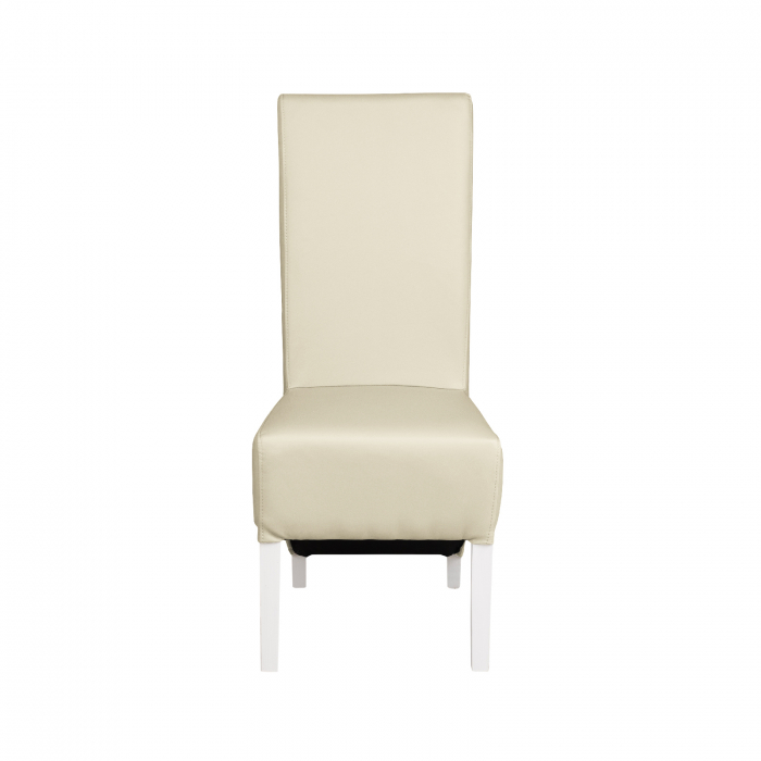 Set masa MONTILLA dreptungiulara cu 6 scaune VANESSA, alb + piele ecologica crem, 160x80x75 cm [3]