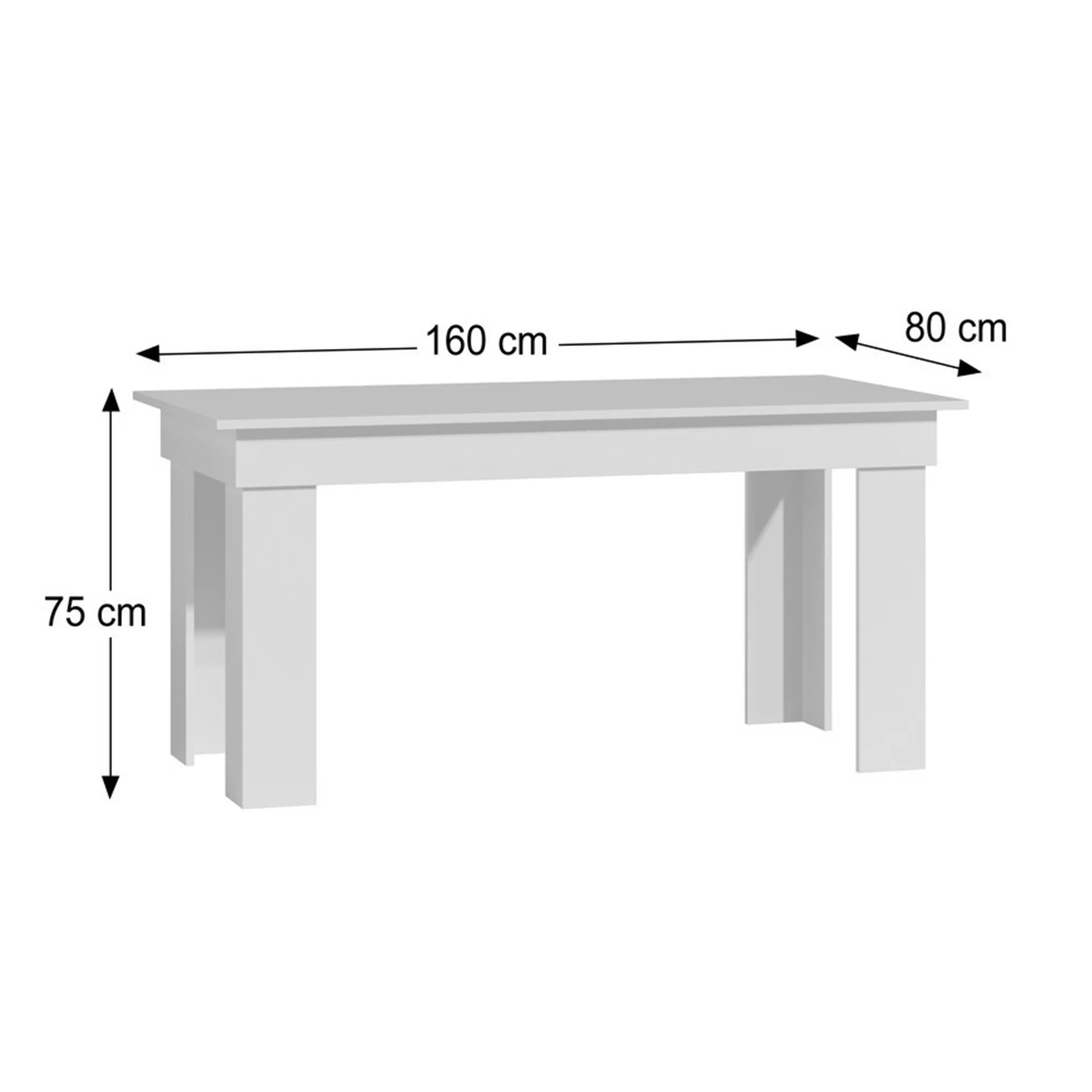 Set masa MONTILLA dreptungiulara cu 6 scaune VANESSA, alb + piele ecologica gri, 160x80x75 cm [8]