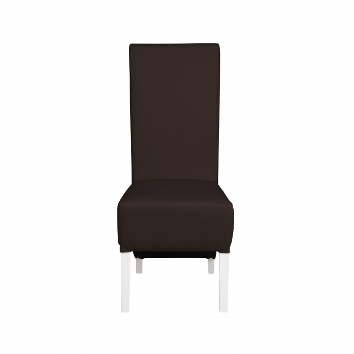 Set masa MONTILLA dreptungiulara cu 6 scaune VANESSA, alb + piele ecologica maro inchis, 160x80x75 cm [3]