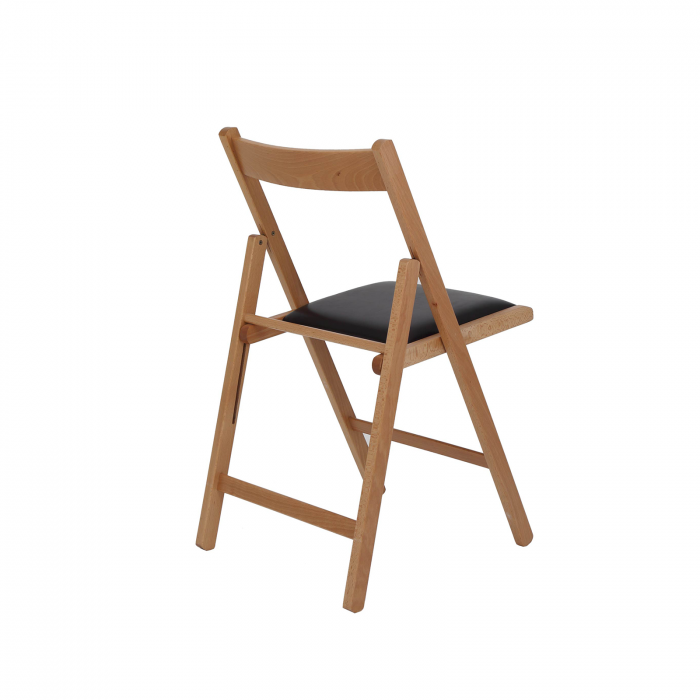 Set Masa plianta cu role si spatiu depozitare cu 6 scaune pliante BASIC, fag + piele ecologica wenge, 92/180x92x80 cm [5]