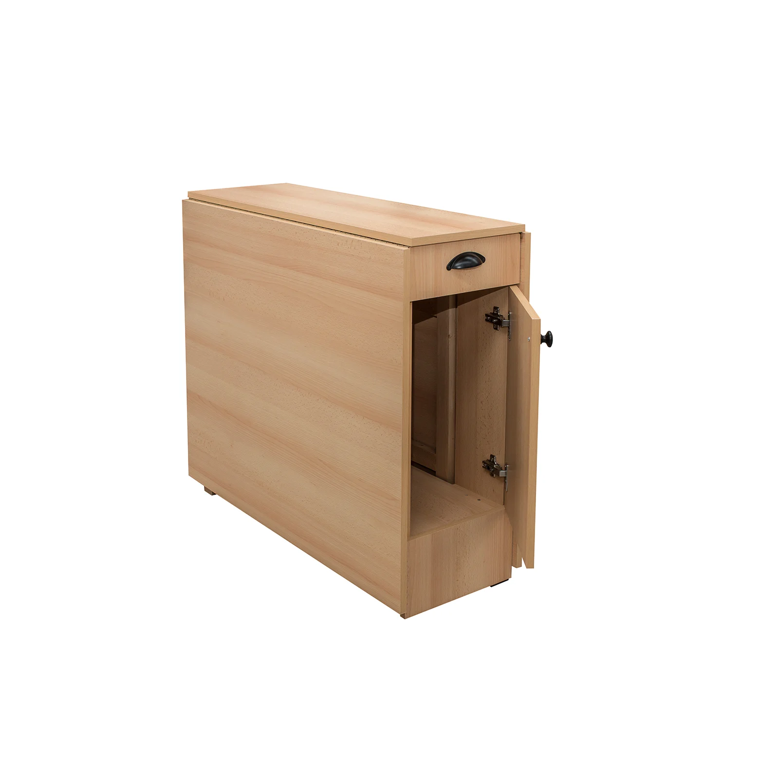 Set Masa plianta cu role si spatiu depozitare cu 6 scaune pliante BASIC, fag + piele ecologica wenge, 92/180x92x80 cm [3]