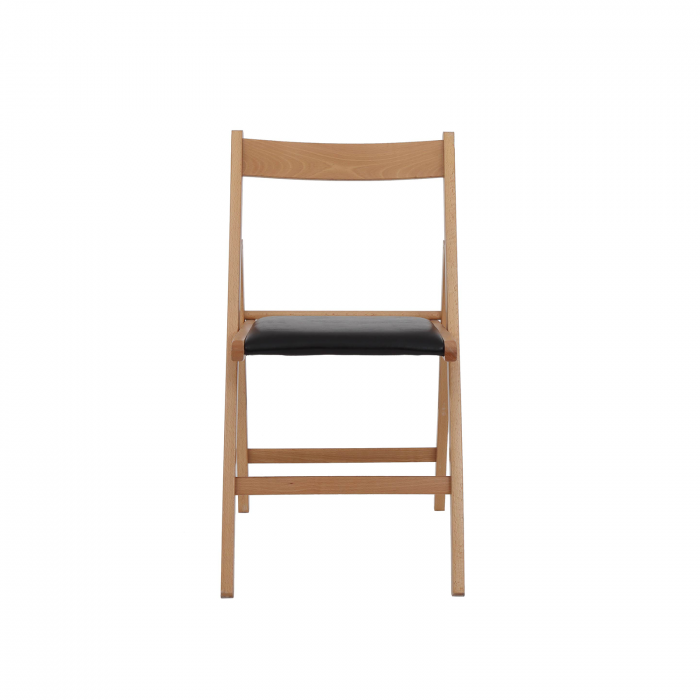 Set Masa plianta cu role si spatiu depozitare cu 6 scaune pliante BASIC, fag + piele ecologica wenge, 92/180x92x80 cm [8]