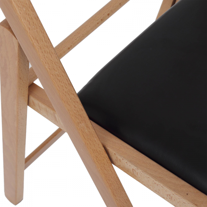 Set Masa plianta cu role si spatiu depozitare cu 6 scaune pliante BASIC, fag + piele ecologica wenge, 92/180x92x80 cm [9]