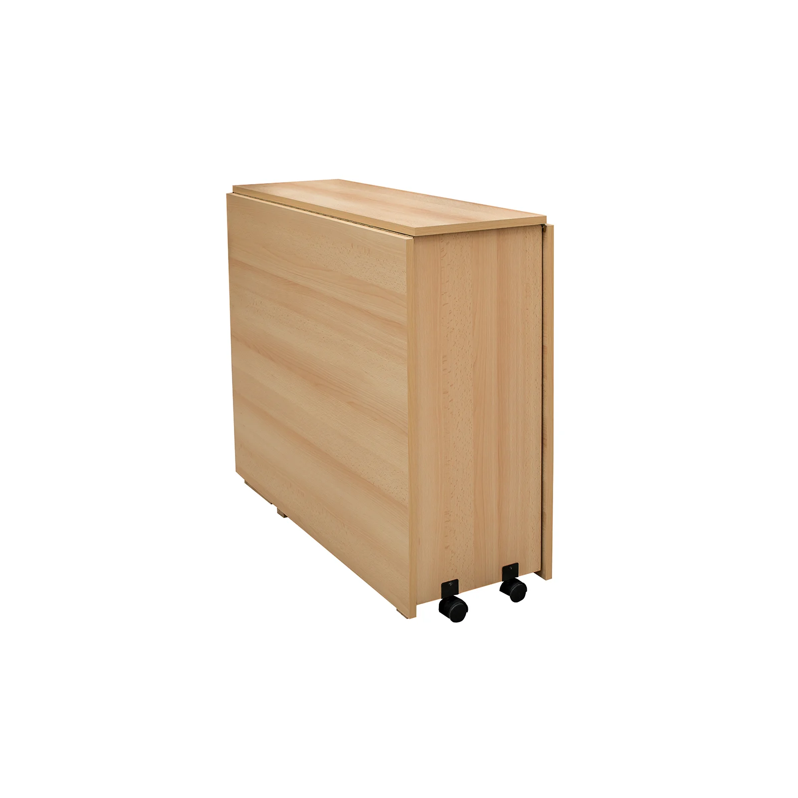 Set Masa plianta cu role si spatiu depozitare cu 6 scaune pliante BASIC, fag + piele ecologica wenge, 92/180x92x80 cm [4]