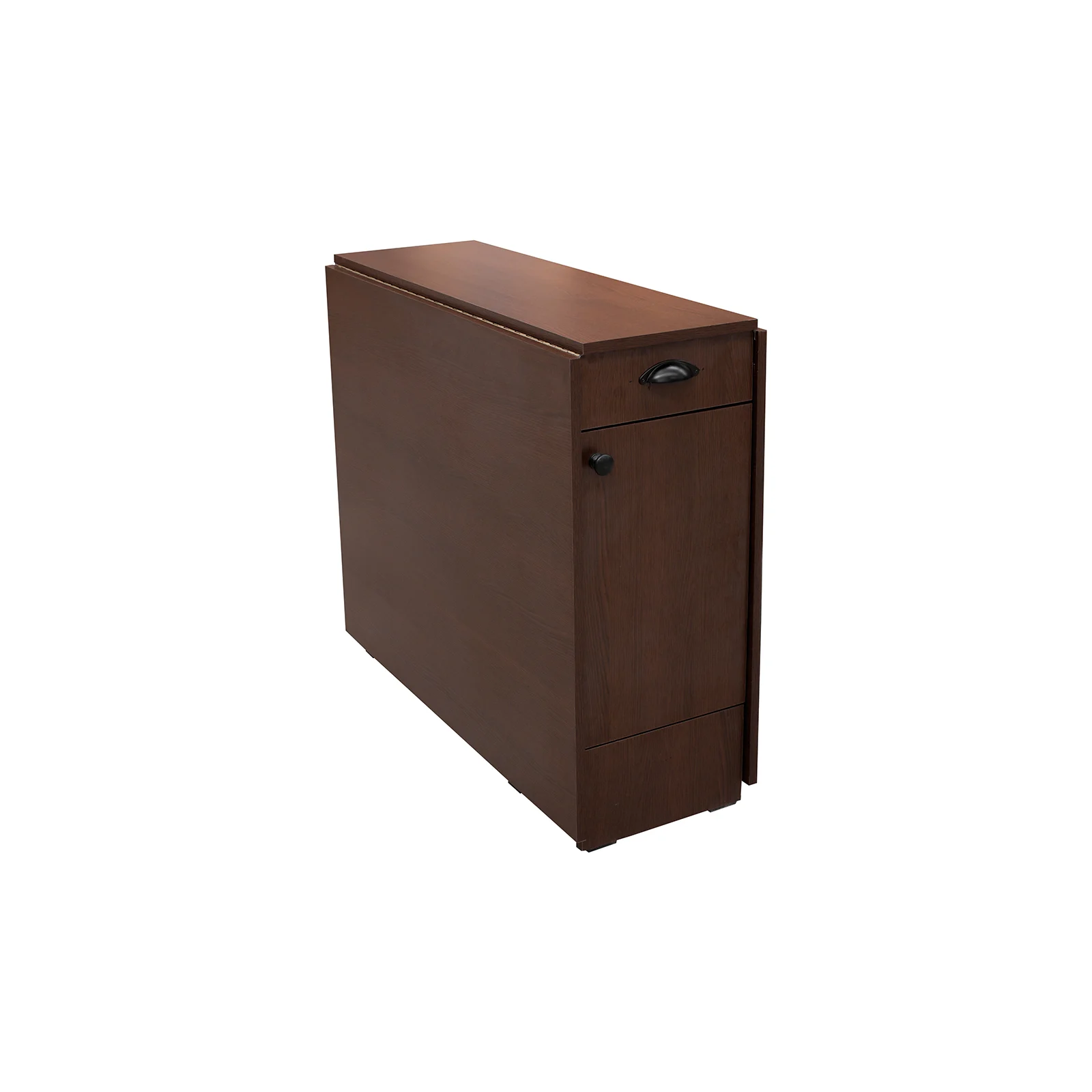 Set Masa plianta cu role si spatiu depozitare cu 4 scaune pliante BASIC, wenge + piele ecologica wenge, 92/180x92x80 cm [3]
