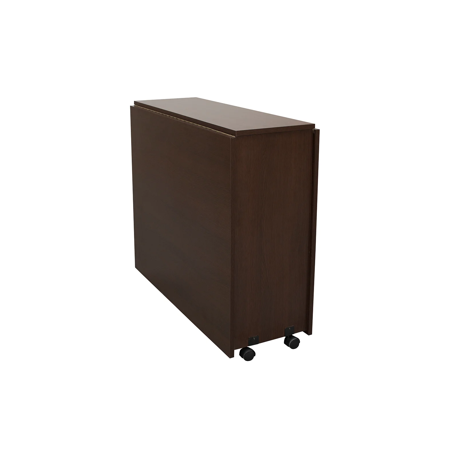 Set Masa plianta cu role si spatiu depozitare cu 4 scaune pliante BASIC, wenge + piele ecologica wenge, 92/180x92x80 cm [4]