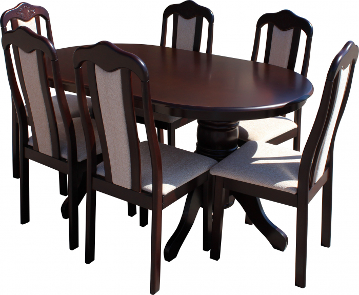 Set masa RH7017T cu 6 scaune RH558C, ovala, 6 persoane, expresso, 150x90x76 cm