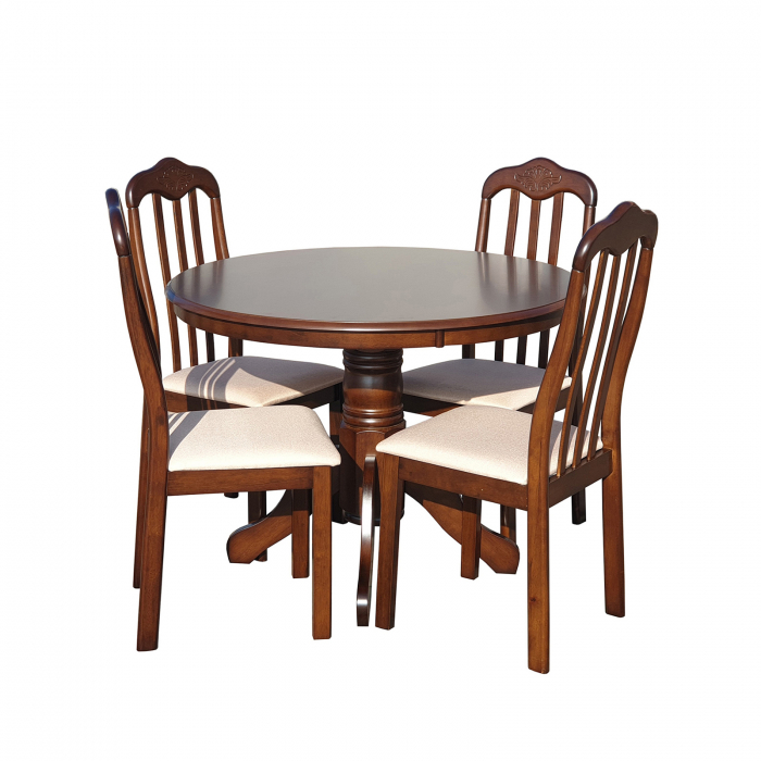 Set masa RH7066T cu 4 scaune 559C, ovala, 4 persoane, stejar imbatranit, 101x101x78 cm